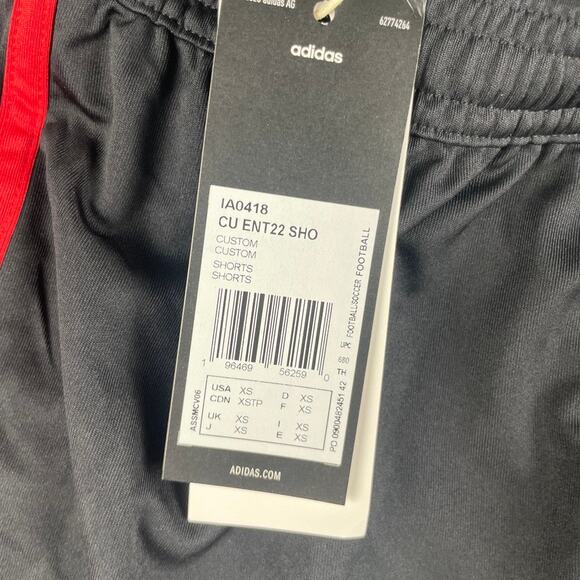 Adidas Men's X-Small Black Red Polyester Entrada 22 Athletic Soccer Shorts - Picture 3 of 13